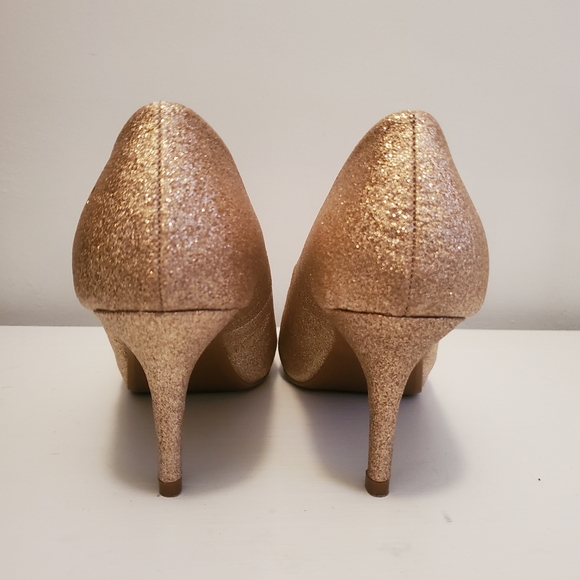 Dream Pairs Gold Glitter Peep Toe Heels, 9.5 - Picture 3 of 4